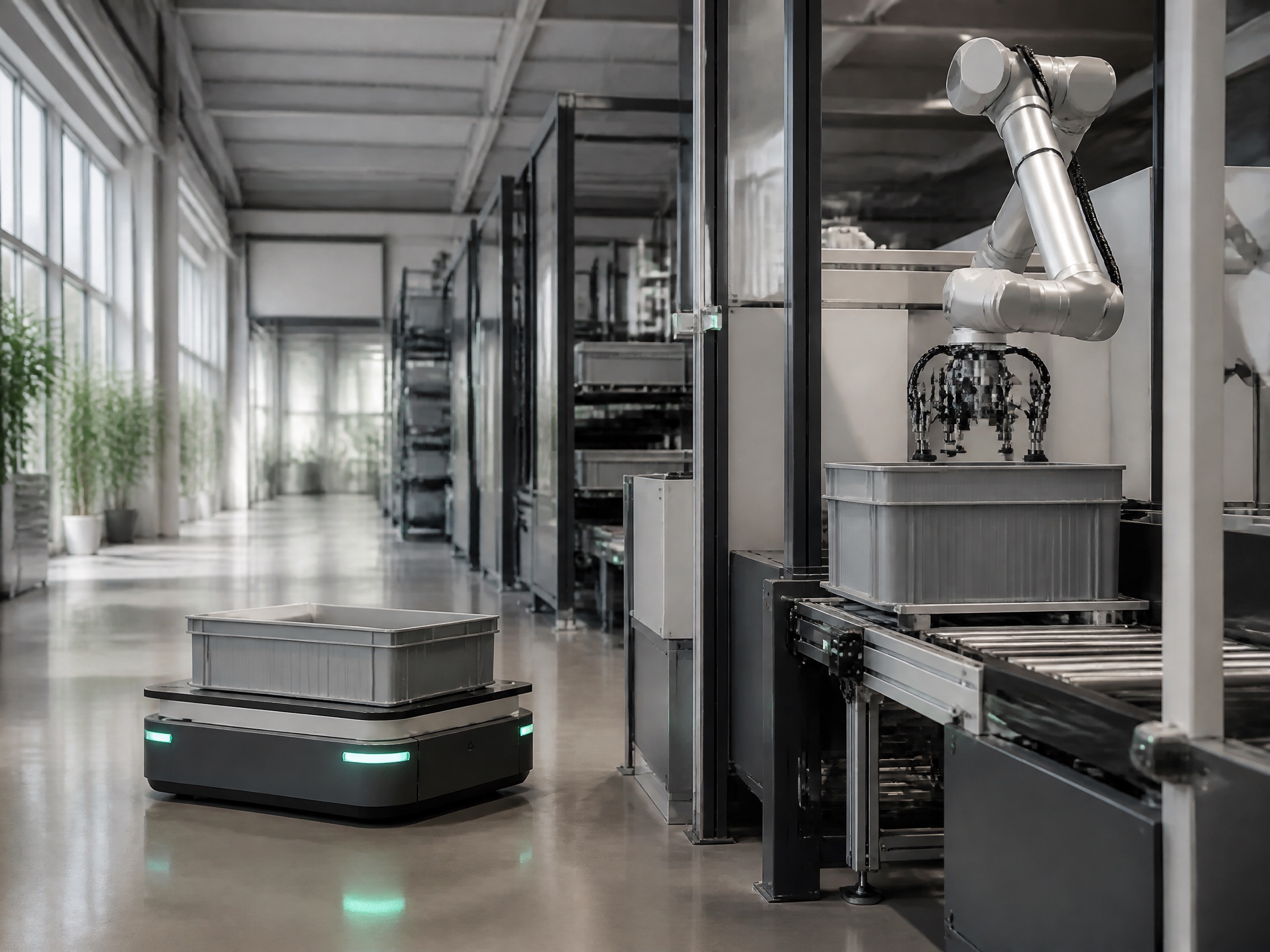 AGV e cobot integrati in un processo intralogistico